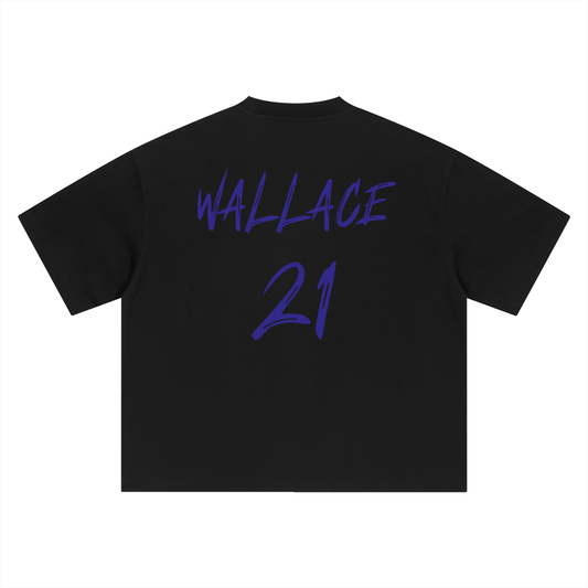 Rooted heavyweight cotton tee by Concrete Baby — Z mark front, WALLACE 21 back